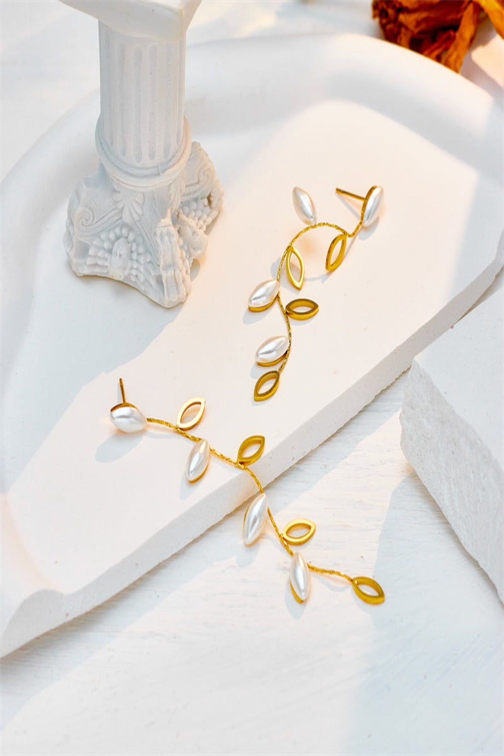 Korean Leaf Drop Earrings- 18K Gold Plated