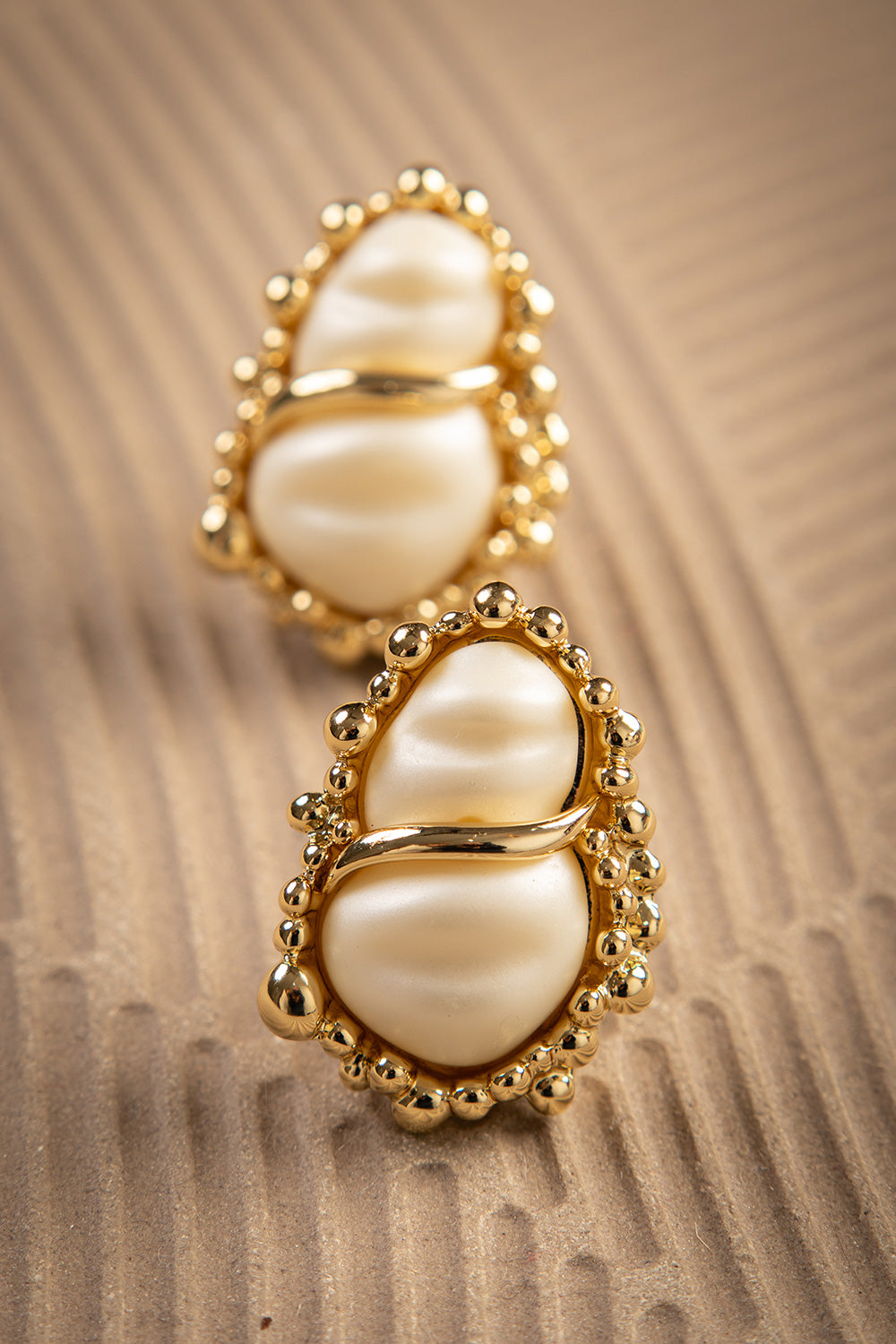 Cinderella White Pearl Earrings- 18K Gold Plated