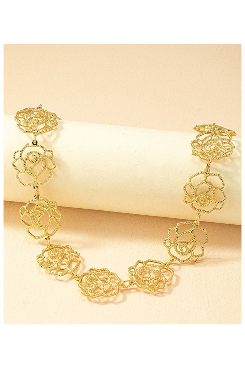 Rose Petal Choker Necklace- 14K Gold Plated