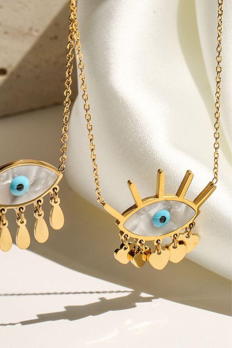 Evil Eye Charm Pendant Necklace- 18K Gold Plated