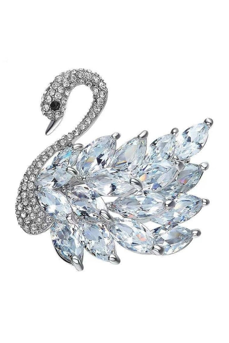 Serenity Swan Elegance Brooch- Silver