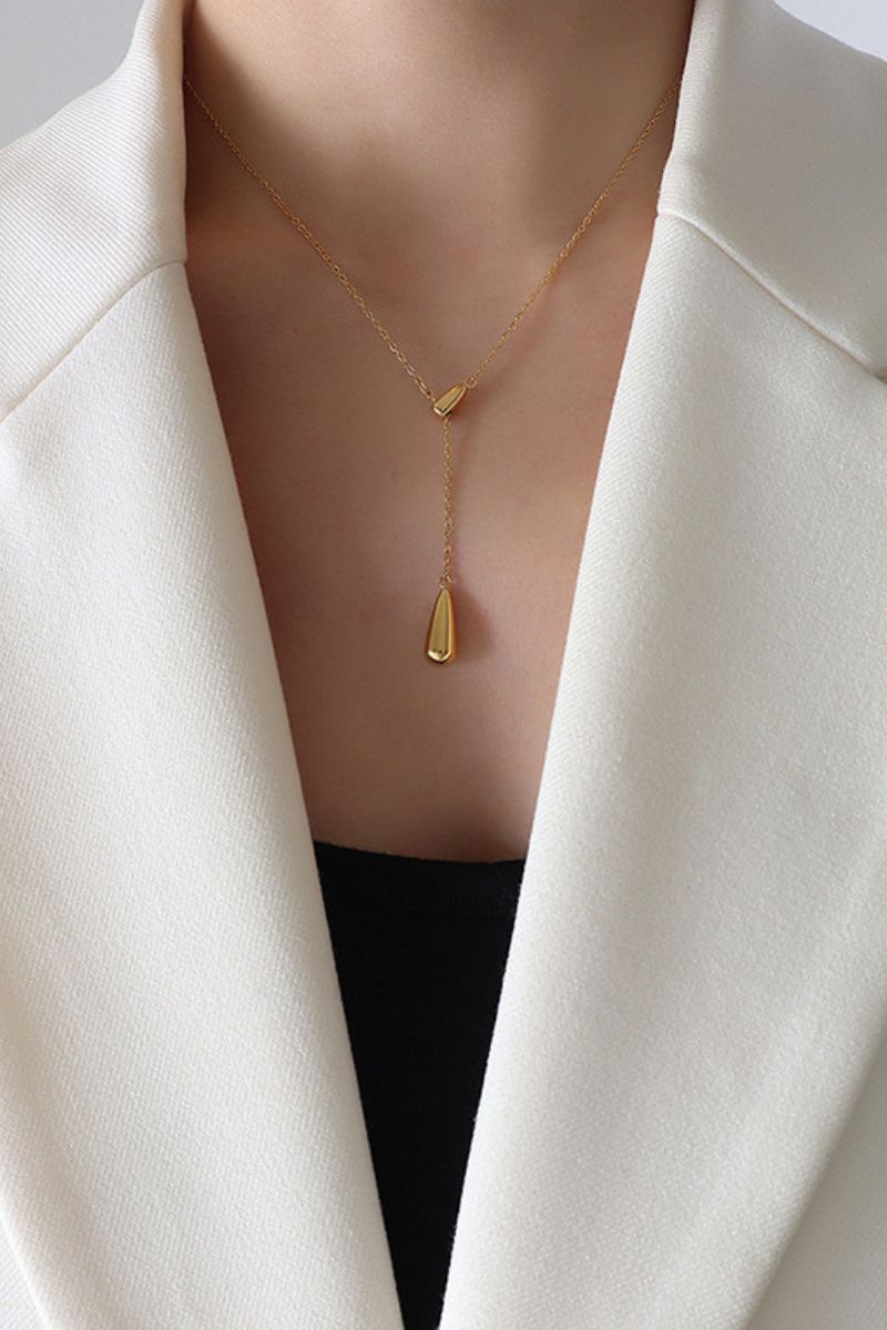 Water Droplet Pendant Necklace- 18K Gold Plated