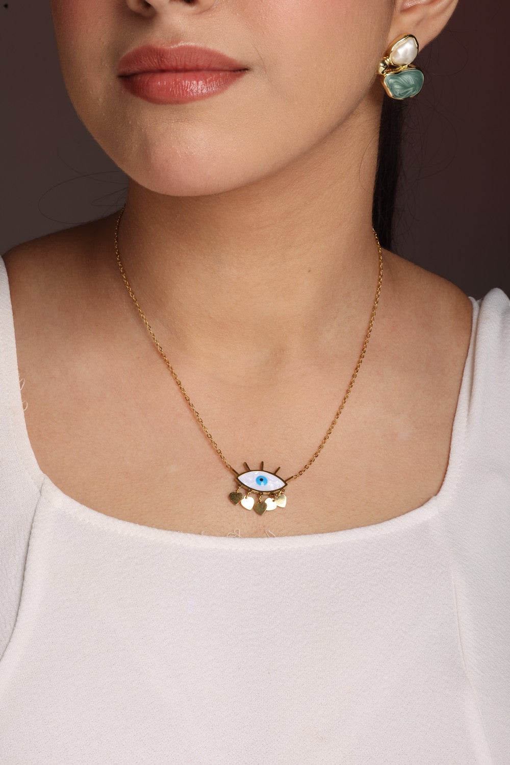 Evil Eye Charm Pendant Necklace- 18K Gold Plated