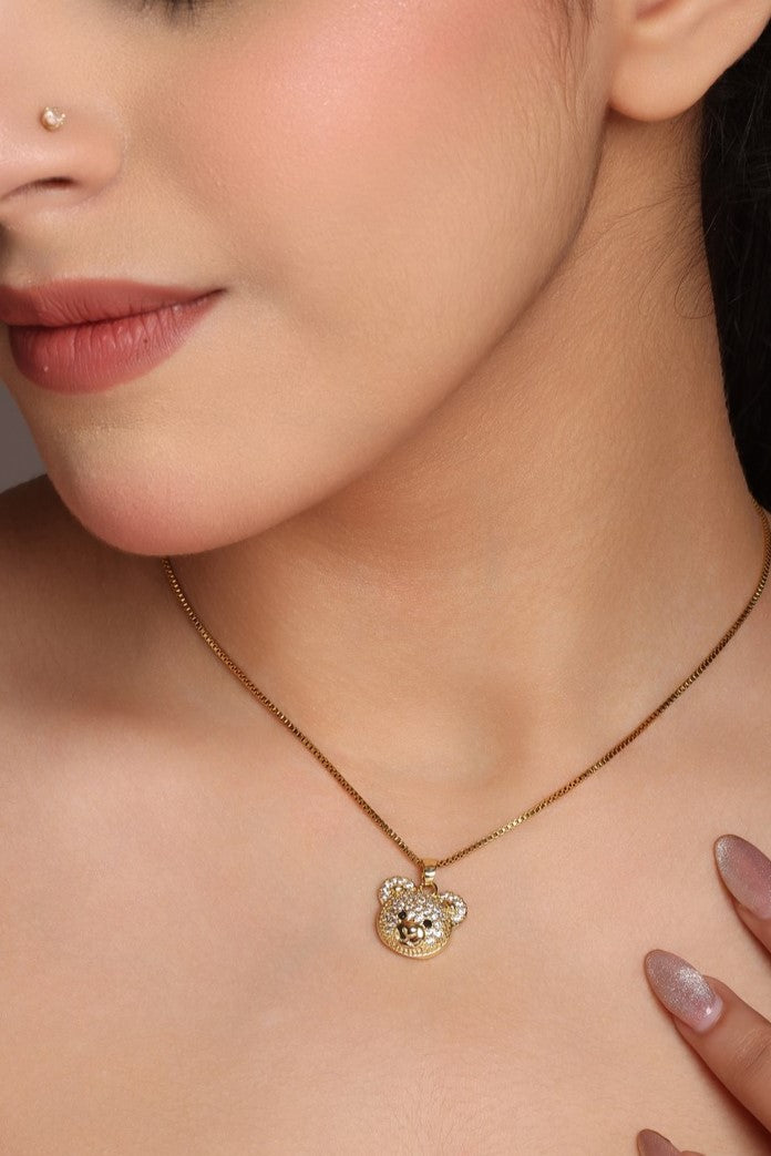 Bear Panda Charm Necklace- 18K Gold Plated